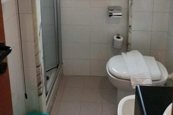 Łazienka z toaletą, prysznicem i umywalką.